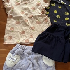 女の子　ワンピース　Tシャツ　スカート　パンツ　110 リボン　レモン　りんごの画像