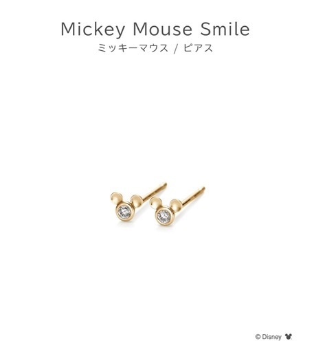 K18イエローゴールド,Dia0.02ct×2　K.UNO ディズニー ミッキーピアス ジュエリー