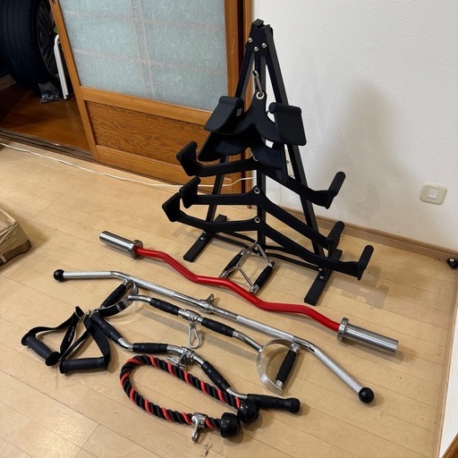 【超美品‼️】総額約10万♪ IROTEC他 ラットプルダウンバー バーベルシャフト ラック他 セット♪