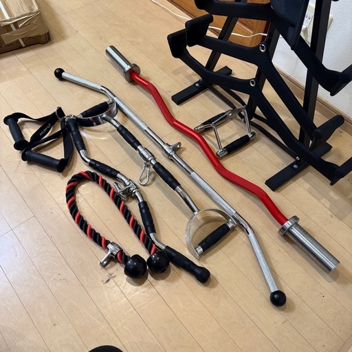 【超美品‼️】総額約10万♪ IROTEC他 ラットプルダウンバー バーベルシャフト ラック他 セット♪