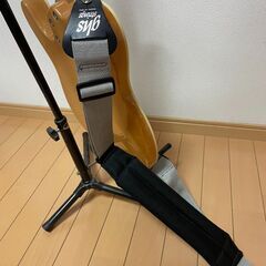 赤と緑のエレキギター＋ケース＋スタンドの画像