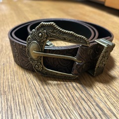 ウエスタンベルト ブラウン　ゴールド　アメリカ メンズベルト ブラウン y2kの画像