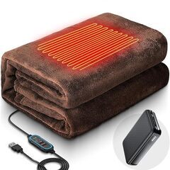 電気毛布 電気ひざ掛け 22800mAhバッテリー付 電気ブランケット 掛け 敷き 兼用 三段階温度調節 タイマー 自動オフ ヒーター付き ひざ掛けの画像