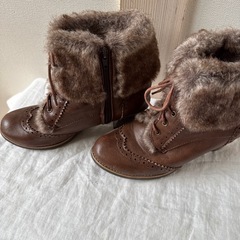ladies/ファー付ショートブーツ/LL sizeの画像