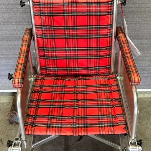 NICK 介助用車椅子 アルミ製 赤系チェック柄 車いす 札幌市白石区