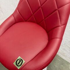 カウンターチェア WY-523 バーチェア クロームメッキ 昇降式 レッド 椅子 ローチェア インテリア 高さ調整可 ① A0615の画像