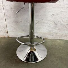 カウンターチェア WY-523 バーチェア クロームメッキ 昇降式 レッド 椅子 ローチェア インテリア 高さ調整可 ① A0615の画像