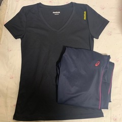 スポーツシャツ　L＆アシックスジャージズボン Mの画像