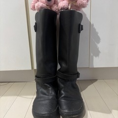 ベルトデザインレザーロングブーツの画像