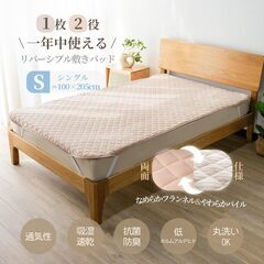 4シーズンOK リバーシブル敷きパッド　シングル　100×205cmの画像