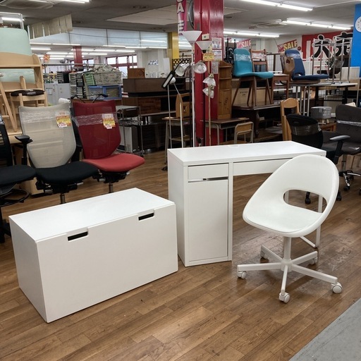 S149 ⭐ IKEA イケア ミッケシリーズ デスク+キャビネット+椅子（３点セット）幅105+90cm USED
