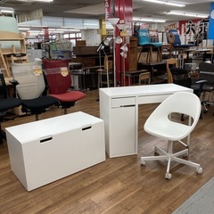 S149 ⭐ IKEA イケア ミッケシリーズ デスク+キャビネット+椅子（３点セット）幅105+90cm USEDの画像