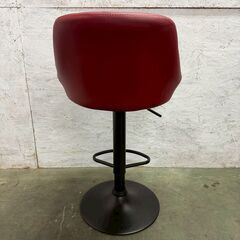 カウンターチェア WY-523 バーチェア 黒脚 昇降式 レッド 椅子 ローチェア インテリア 高さ調整可 ② A0616の画像