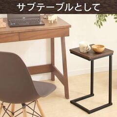 IRIS OHYAMA サイドテーブル SDT-29 コの字型デザイン 木目調ブラウンオーク/ブラック美品 アイリスオーヤマ 飾り台・小物置きの画像