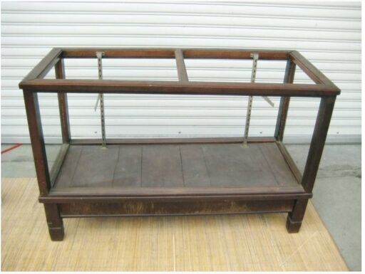 【基本、直接引取限定】レトロ　木製ショーケース　コレクション　ディスプレイ　アンティーク　大正ロマン　店舗什器　飾り棚　125ZS