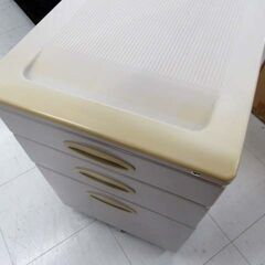 袖机 デスクワゴン 3段 幅39.5×奥行54.5×高さ61cm カギ付き グレー系 サイドチェスト 収納 オフィス家具 事務用 苫小牧西店の画像