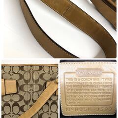 COACH/コーチ☆シグネチャー2WAYバッグ 3593 斜めがけ ベージュ系の画像