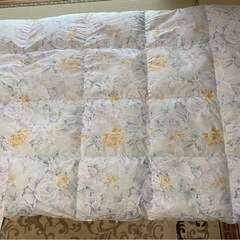 訳あり　羽毛布団 シングル 花柄　白いカバー付　春秋冬向けの画像
