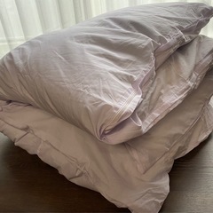 訳あり　羽毛布団 シングル 花柄　白いカバー付　春秋冬向けの画像