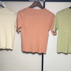 3枚セットリブ編み Tシャツ 半袖の画像