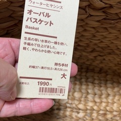 新品ウォーターヒヤシンス　持ち手付　オーバル　バスケット　大の画像
