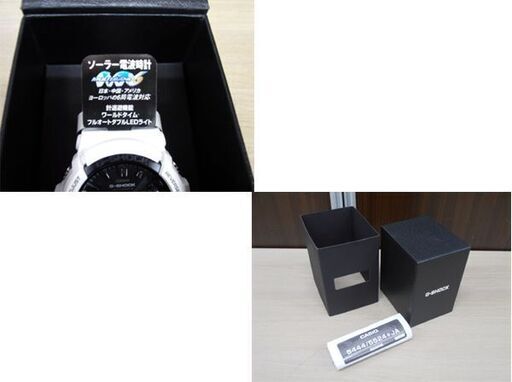美品 カシオ G-SHOCK GAW-100B-7AJF ソーラー電波 ワールドタイム LED ホワイト×ブラック アナログデジタル CASIO Gショック 苫小牧西店