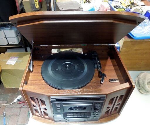 一部ジャンク扱い品 オーム電気 木製 レコードプレーヤー付きコンポ ラジオ CD カセット RCD-3440 レトロ アンティーク調 札幌市東区 新道東店