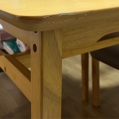 天然木製 弘益製 ダイニングテーブルセット（テーブル＋椅子2脚）の画像