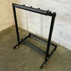 ギタースタンド キャスター付き 折りたたみ式 転倒防止用 ギターラック 3本収納 ブラック ベース 楽器収納 A0623の画像
