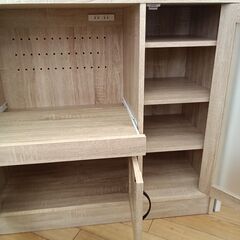 ★ジモティ割あり★  レンジ台 ベージュ H83×D40×W88 クリーニング済み TK6831の画像