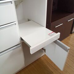 ★ジモティ割あり★  食器棚 ホワイト H190×D50×W90 クリーニング済み TK6833の画像