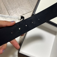 美品！GUCCI 黒 レザーベルト ダブルGロゴ 95cmの画像