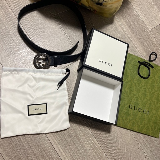 美品！GUCCI 黒 レザーベルト ダブルGロゴ 95cm