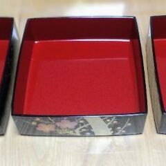 美品　会津塗　台付三段重　屠蘇器　銘々皿　セットの画像