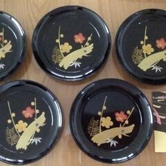 美品　会津塗　台付三段重　屠蘇器　銘々皿　セットの画像