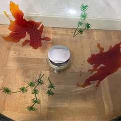 中古　金魚柄　ガラスの洗面器の画像