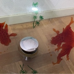 中古　金魚柄　ガラスの洗面器の画像