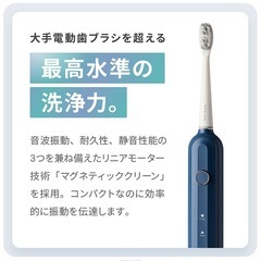 新品未使用！電動ハブラシ IPX7防水 静音 替えブラシ付 USB充電の画像