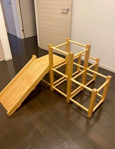 木製　ジャングルジム滑り台