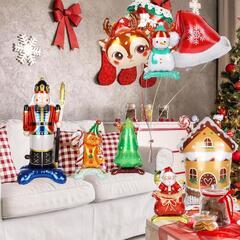 クリスマスバルーン　9個　 風船 クリスマス飾り アルミバルーンの画像