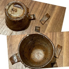 取っ手が折れ、コップにヒビのある コーヒーカップ 金継ぎに是非いかがでしょうか？の画像