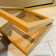 新品【キャトルセゾン】木製 アクセサリーケース ガラス蓋付き コレクションケース ナチュラル ウッド の画像