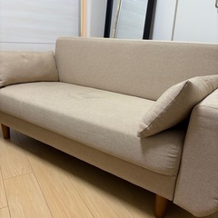 【即日受渡◎】ソファ 2.5人掛け  クッション×2付き（ベージュ） の画像