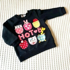 【良品】ミキハウスhotbiscuitsトレーナーブラック黒キッズ園服の画像