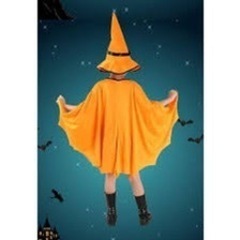 ハロウィン ハロウィーン 仮装 発表会 かぼちゃポンチョ イエロー 即日取引可の画像