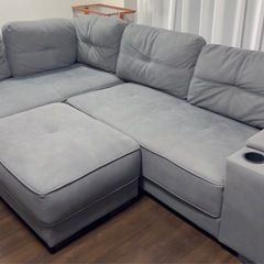 L字型ソファー/ドリンクホルダー付きの画像