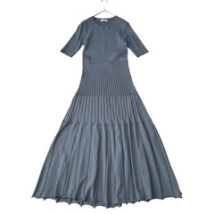 【美品】emmi atelier ランダムリブロングワンピース ニット ブルーの画像