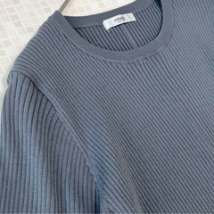 【美品】emmi atelier ランダムリブロングワンピース ニット ブルーの画像