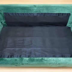 【中古】LOWYA ベルベット調ソファ 2人掛け クッション付き の画像
