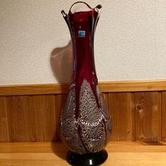 津軽びいどろ　ガラス花瓶　大花瓶　金彩　手造り　約43㎝の画像